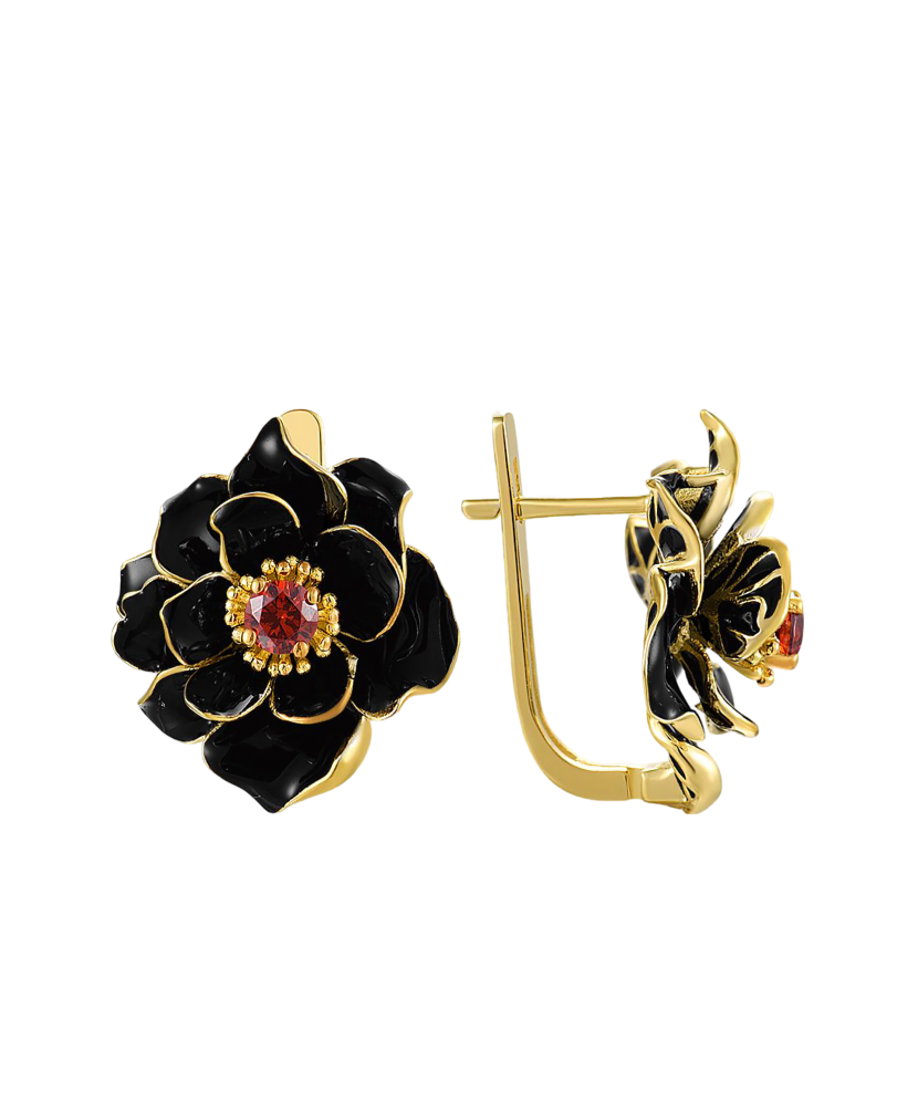 Kullatud Hõbedast kõrvarõngad tsirkoonide ja emailiga