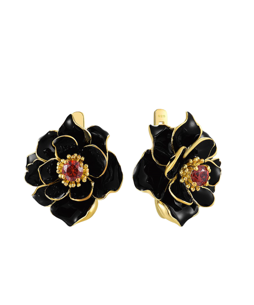 Kullatud Hõbedast kõrvarõngad tsirkoonide ja emailiga