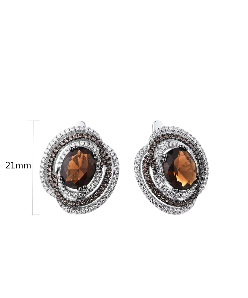 Серьги из серебра с цирконом и шпинели