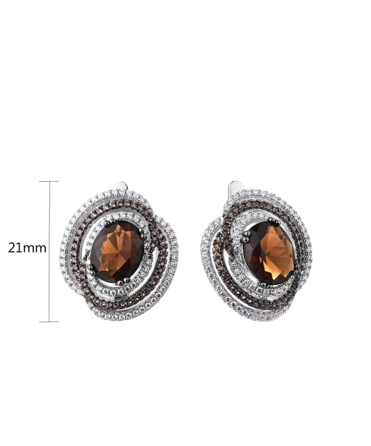 Серьги из серебра с цирконом и шпинели