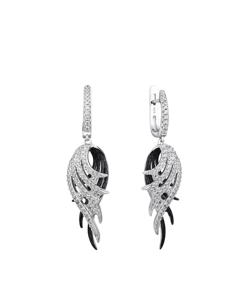 Hõbedast kõrvarõngad tsirkoonide "tiib"