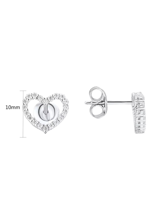 Hõbedast kõrvarõngad tsirkoonide "Südas"