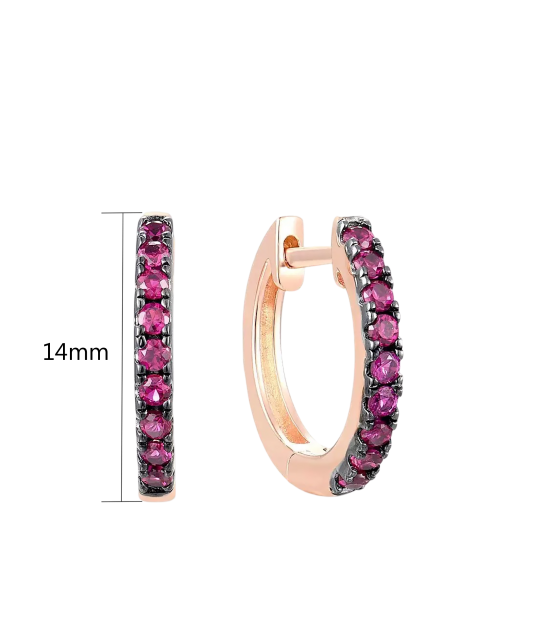 Kullatud Hõbedast kõrvarõngad nanorubiinide