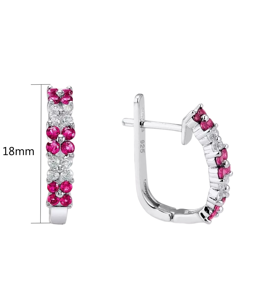 Серебряные серьги с нано-рубинами и фианитами