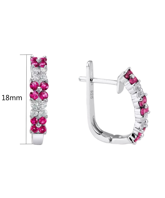 Серебряные серьги с нано-рубинами и фианитами
