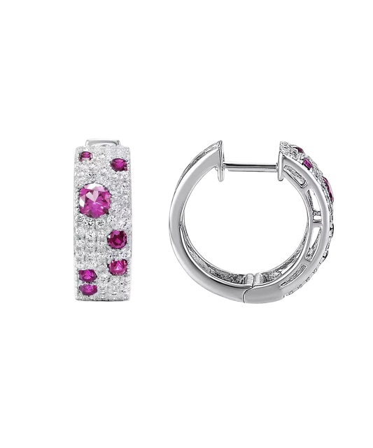 Hõbedast kõrvarõngad nanorubiinide ja tsirkoonidega