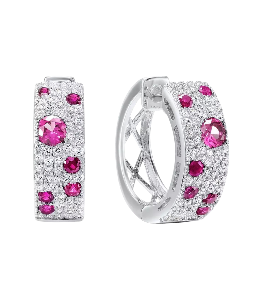 Hõbedast kõrvarõngad nanorubiinide ja tsirkoonidega