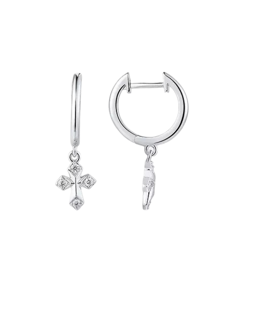 Hõbedast kõrvarõngad tsirkoonide "Ristid"