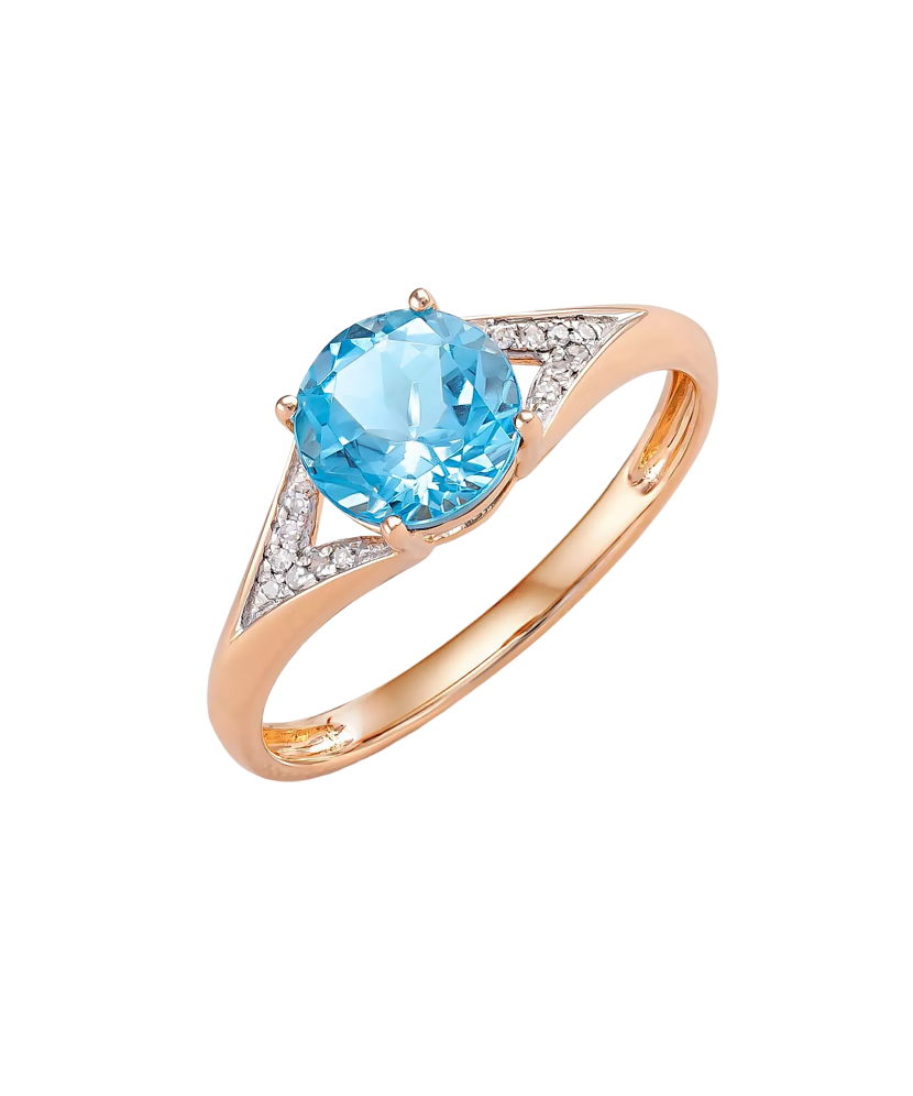 Кольцо из золота с топазом и бриллиантами