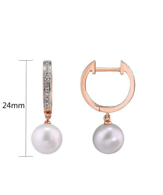 Серьги из золота с бриллиантами и жемчугом