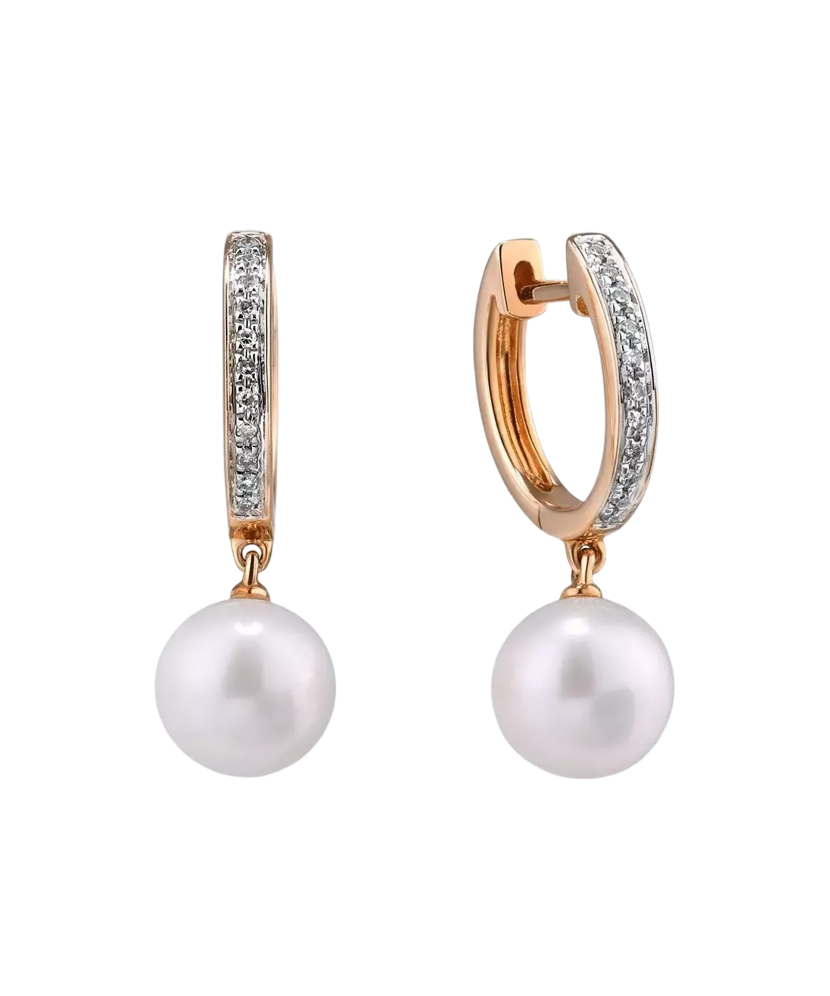 Kuldkõrvarõngad teemantidega ja pärlitega