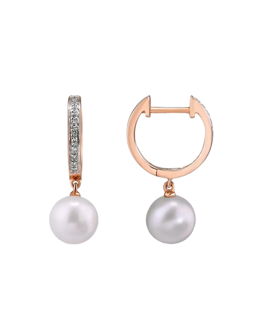 Kuldkõrvarõngad teemantidega ja pärlitega