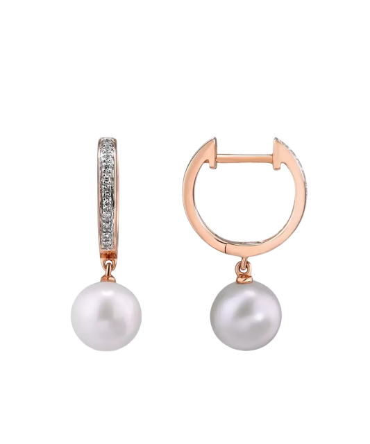 Kuldkõrvarõngad teemantidega ja pärlitega