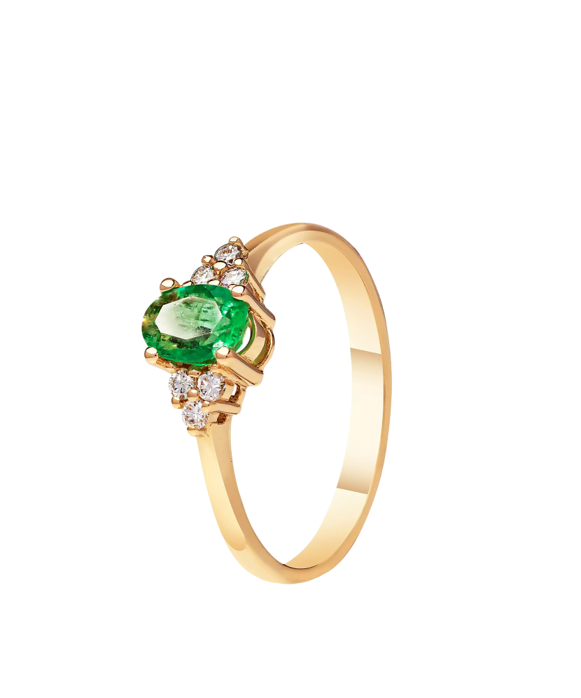 Kuldsõrmus smaragdi ja briljantidega