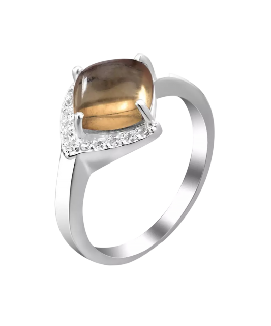 Серебряное кольцо с нано султанитом и цирконами