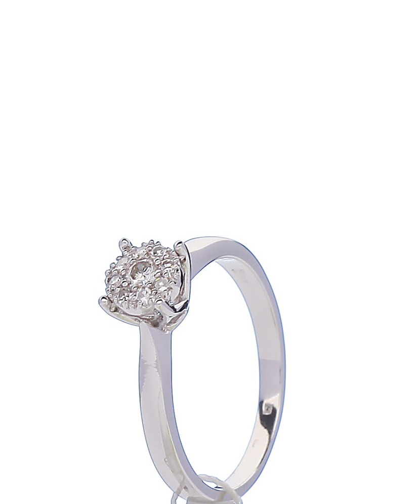 Balto Aukso Žiedas Su Deimantais - Auksiniai žiedai - Goldinga