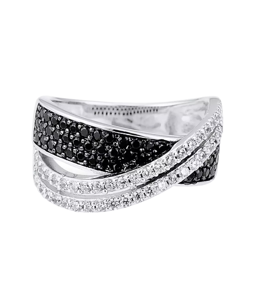 Кольцо из серебра с фианитами и шпинели