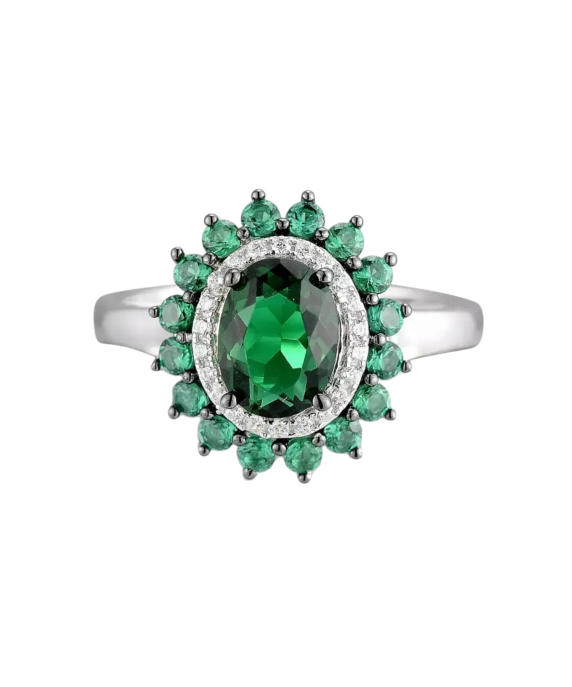 Hõbesõrmus tsirkoonidega ja spinelliga