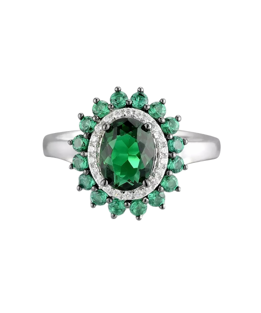 Hõbesõrmus tsirkoonidega ja spinelliga