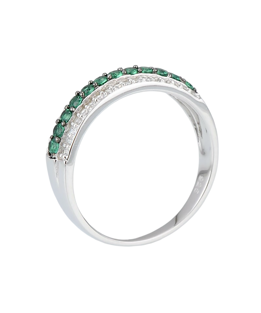 Кольцо из серебра с фианитами и шпинели