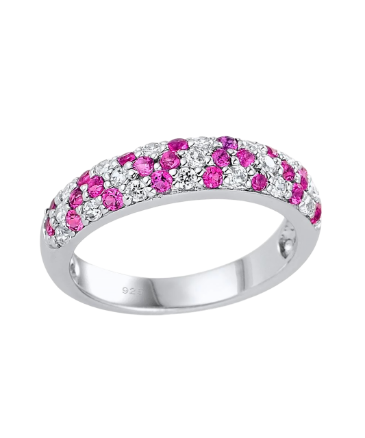 Hõbesõrmus tsirkoonide ja nanorubiiniga