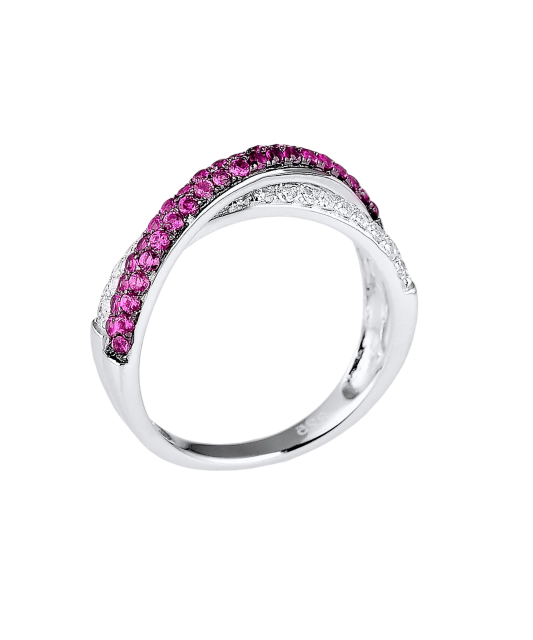 Hõbesõrmus tsirkoonide ja nanorubiiniga