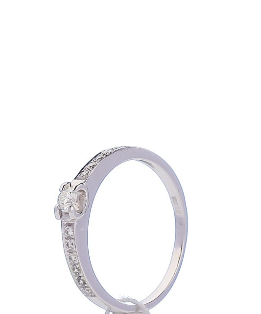 Balto aukso žiedas su briliantais - Auksiniai žiedai - Goldinga