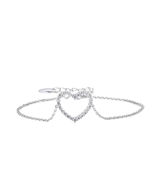 Серебряный браслет с цирконами "Сердце"
