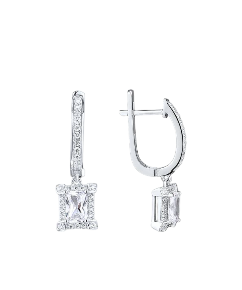 Hõbekõrvarõngad tsirkoonidega