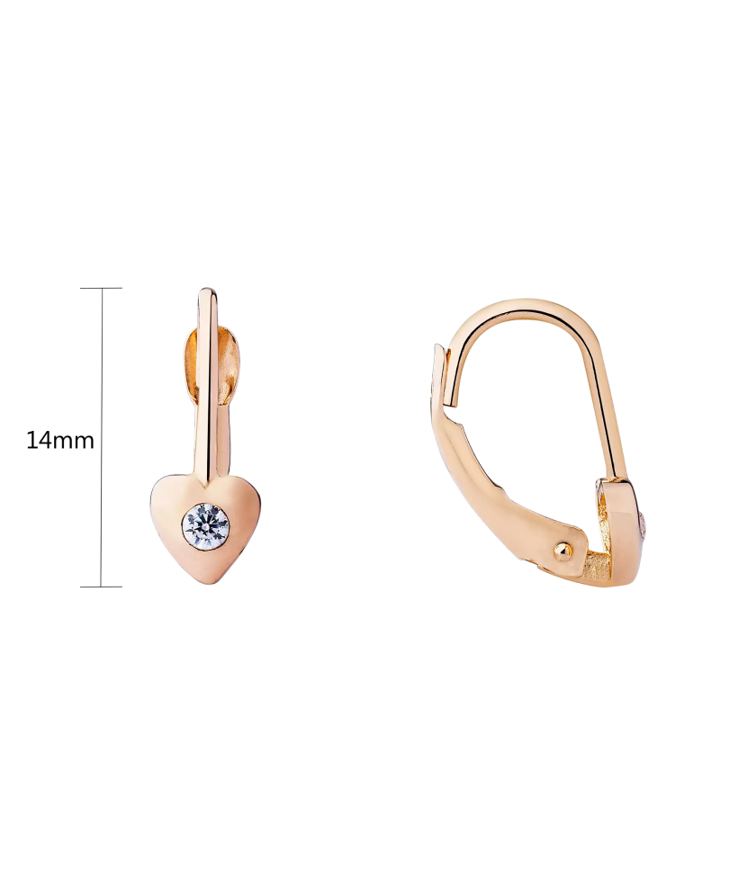 Серьги из золота с фианитами "Сердцеs"