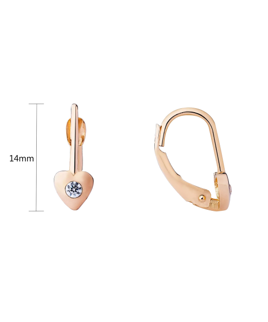 Серьги из золота с фианитами "Сердцеs"