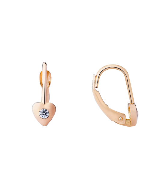 Kuldkõrvarõngad tsirkoonidega "Südamed"