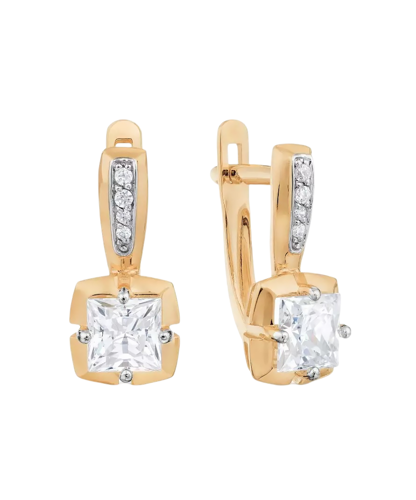 Золотые серьги с цирконом