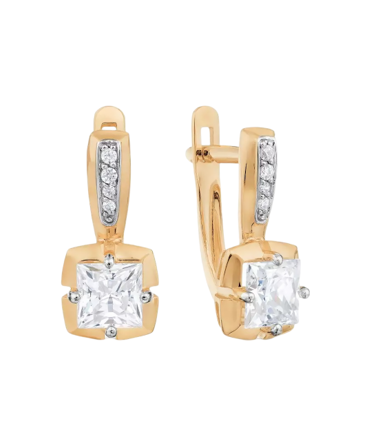 Золотые серьги с цирконом