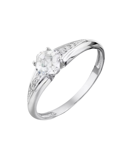 Valgest kullast sõrmus tsirkoonidega