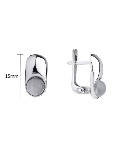 Серебряные серьги с камнем кошачий глаз