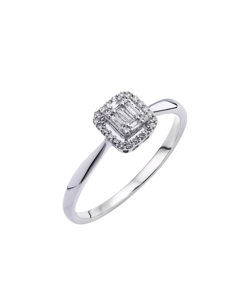 Valgest kullast sõrmus briljantidega