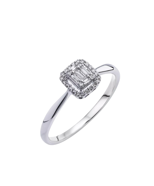 Valgest kullast sõrmus briljantidega