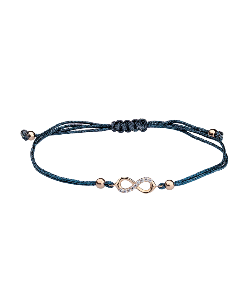 Mustast lõngast käevõru kuldripatsiga "lõpmatus"