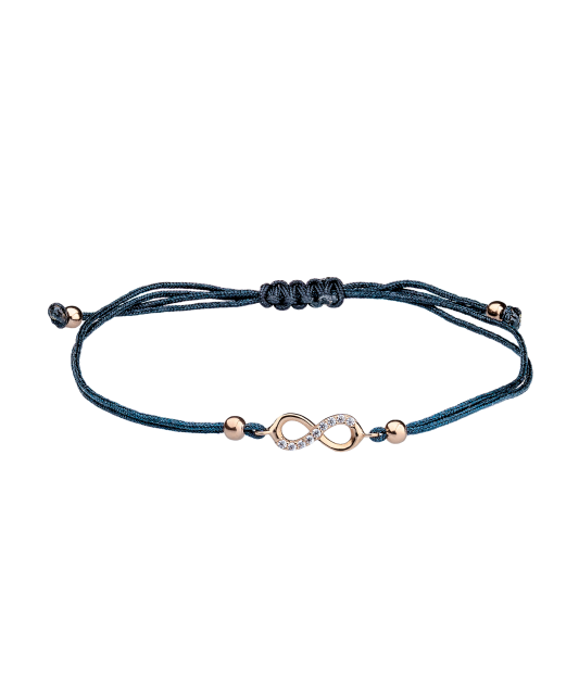 Mustast lõngast käevõru kuldripatsiga "lõpmatus"