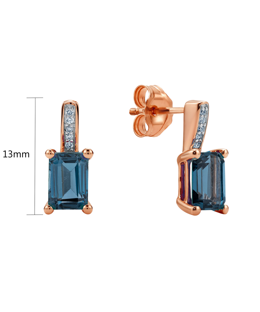 Серьги из золота с лондон топазами и бриллиантами