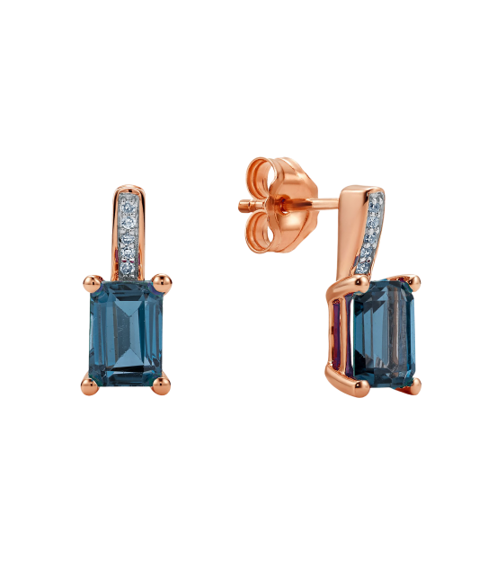 Серьги из золота с лондон топазами и бриллиантами