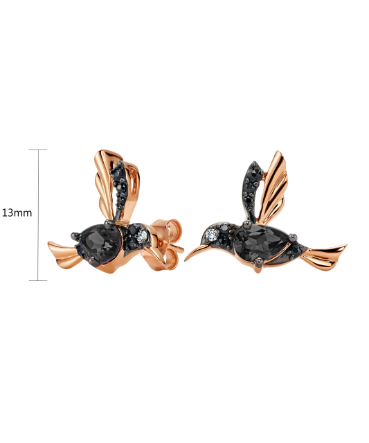 Золотые серьги с черными бриллиантами