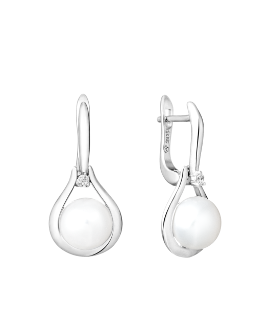 Hõbekõrvarõngad pärlite ja tsirkoonidega