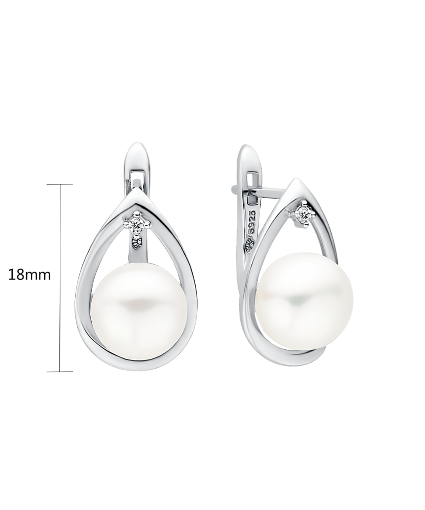 Серьги из серебра с жемчугом и цирконами