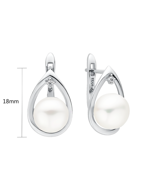 Hõbekõrvarõngad pärlite ja tsirkoonidega