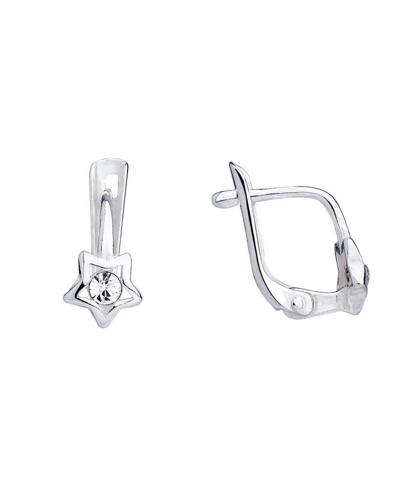 Серебряные детские серьги с цирконами "Звездочки"