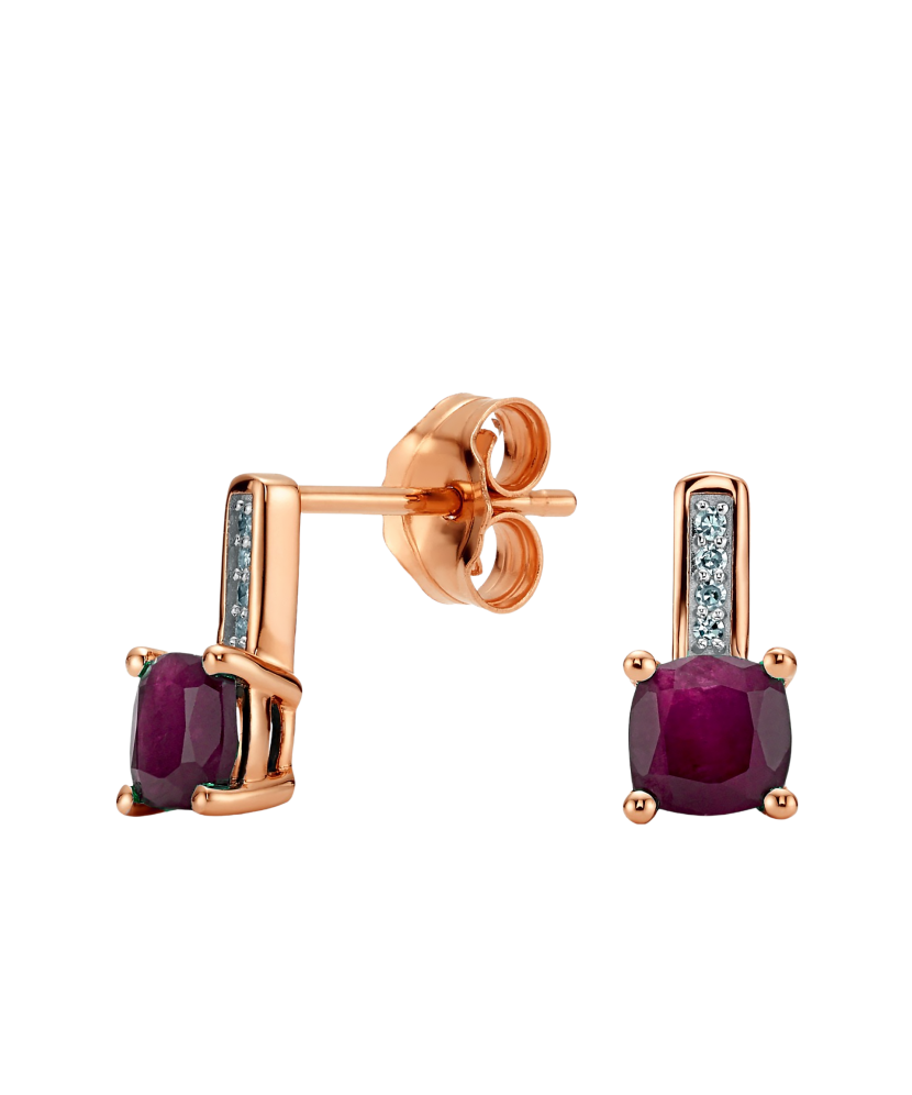 Kuldkõrvarõngad rubiinide ja briljantidega