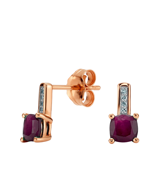 Золотые серьги с рубинами и бриллиантами