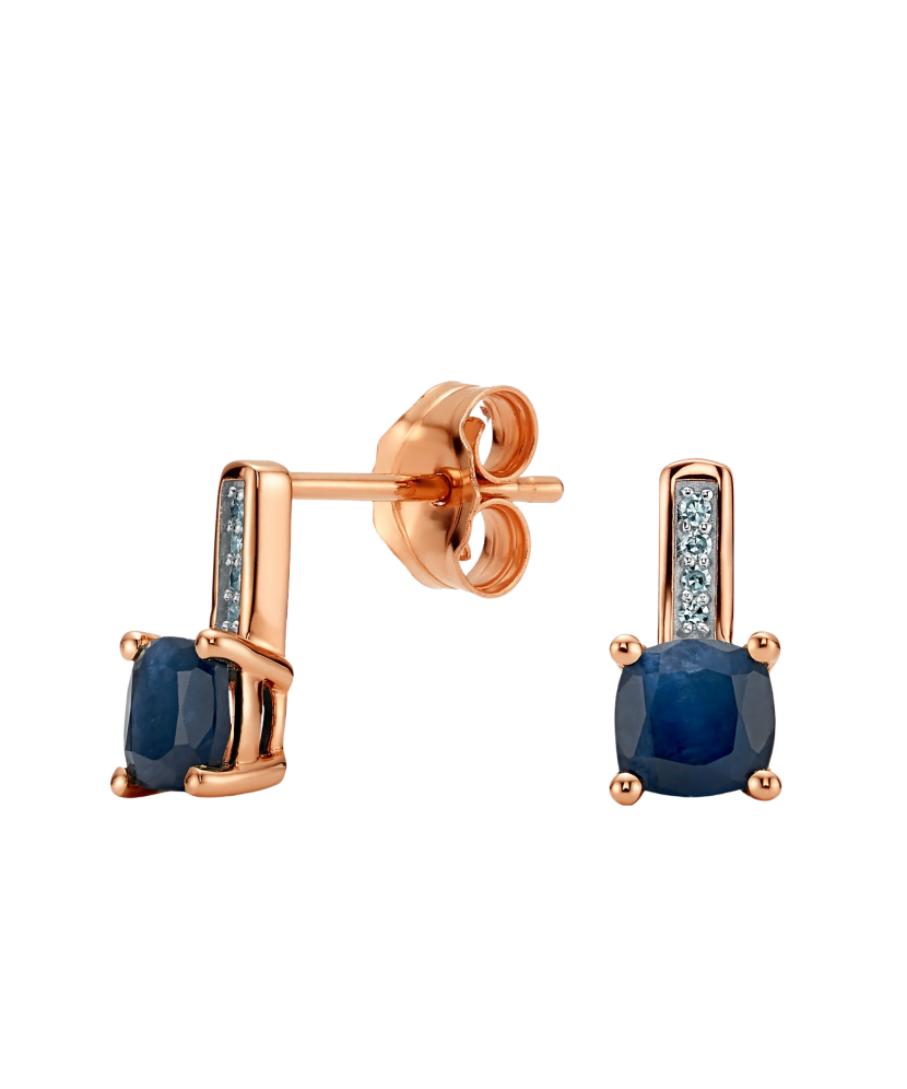 Серьги из золота с бриллиантами и сапфиром